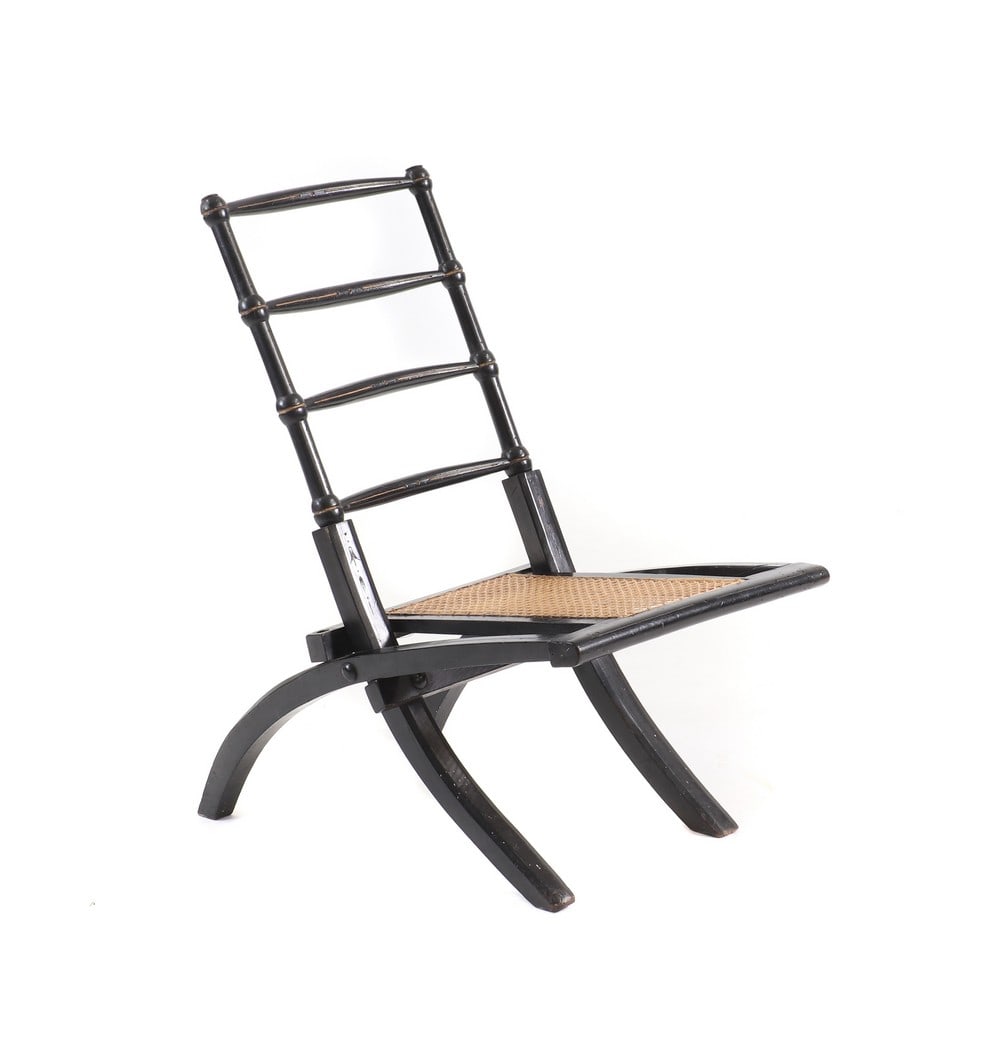 An Aesthetic ebonised and parcel gilt folding chair (1 of 3)