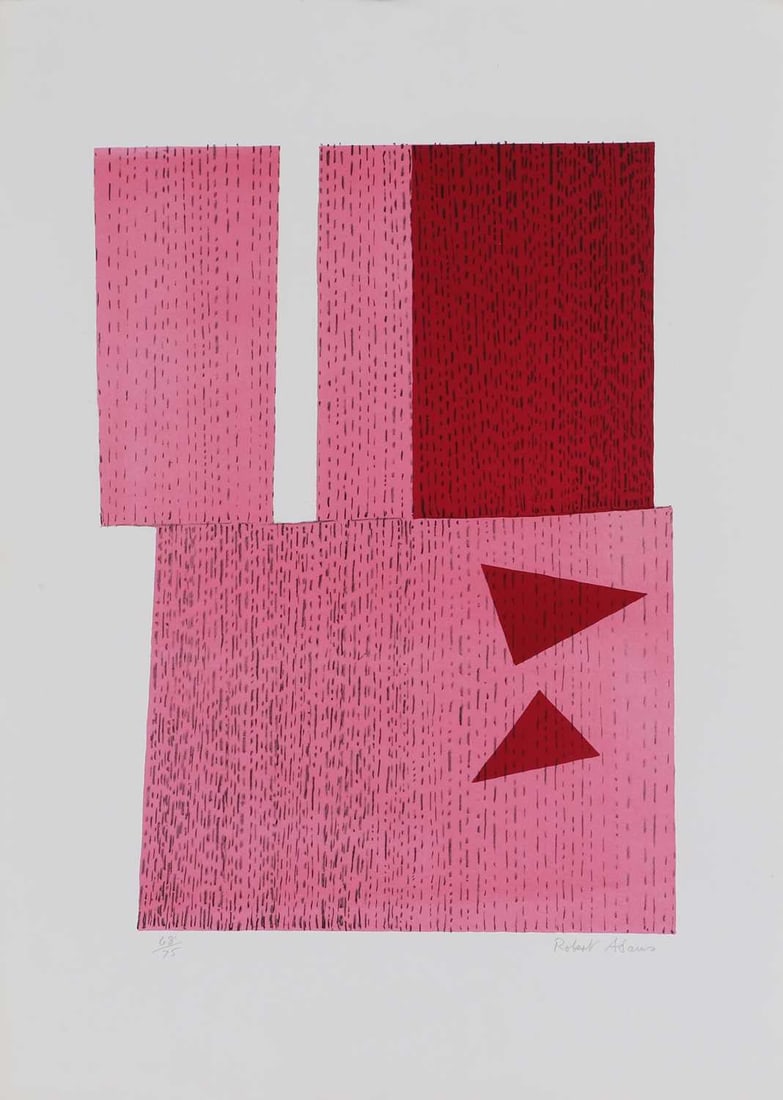 ▴ Robert Adams (1917-1984): ▴ Robert Adams (1917-1984) Untitled (from IAA Portfolio)lithograph in colours, signed 'Robert Adams' in pencil l.r., and numbered '68/75', from the 'Portfolio of Prints by British Artists', pub