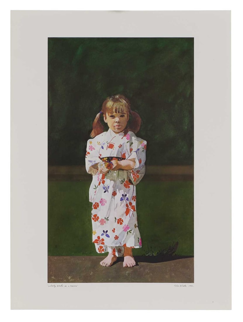 ▴ Sir Peter Blake RA (b.1932): ▴ Sir Peter Blake RA (b.1932) 'Liberty Blake in a Kimono', 1971offset lithograph in colours, bears printed signature l.r.sheet 61 x 45cm, unframed Condition Report Some light handling creases b