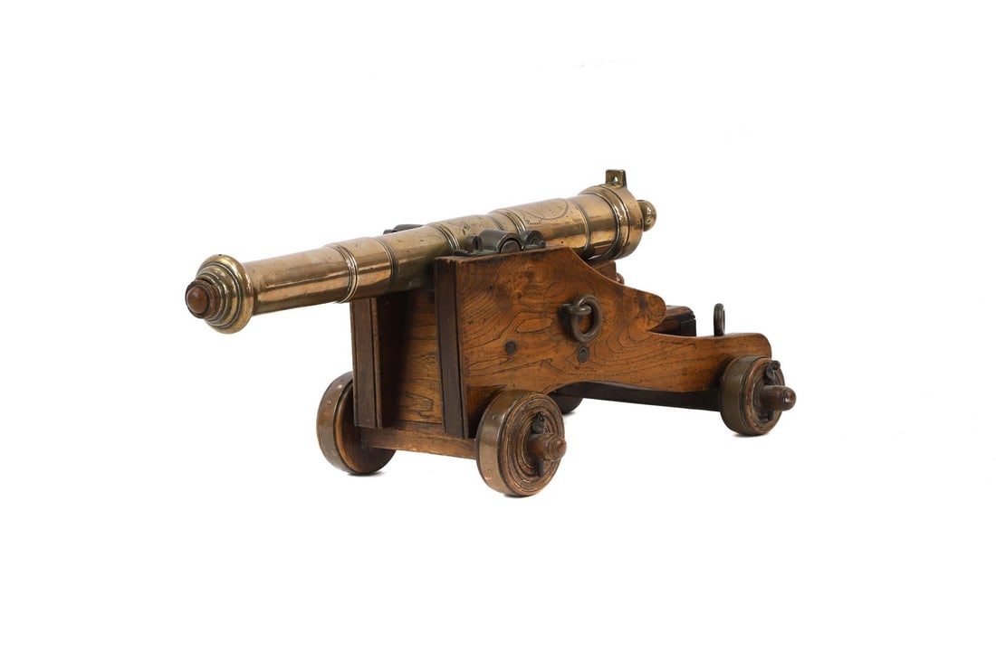 A brass signalling or saluting cannon, (1 of 5)