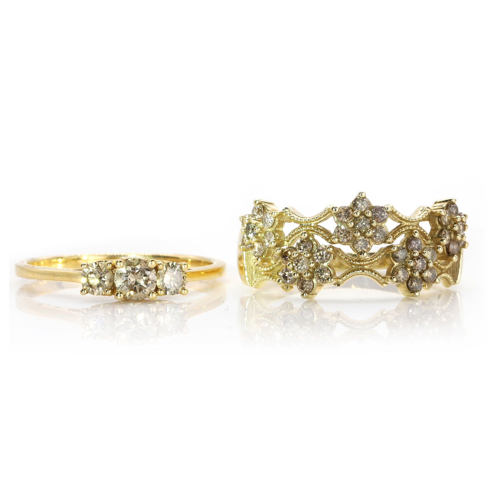 Two coloured diamond rings, (1 of 3)