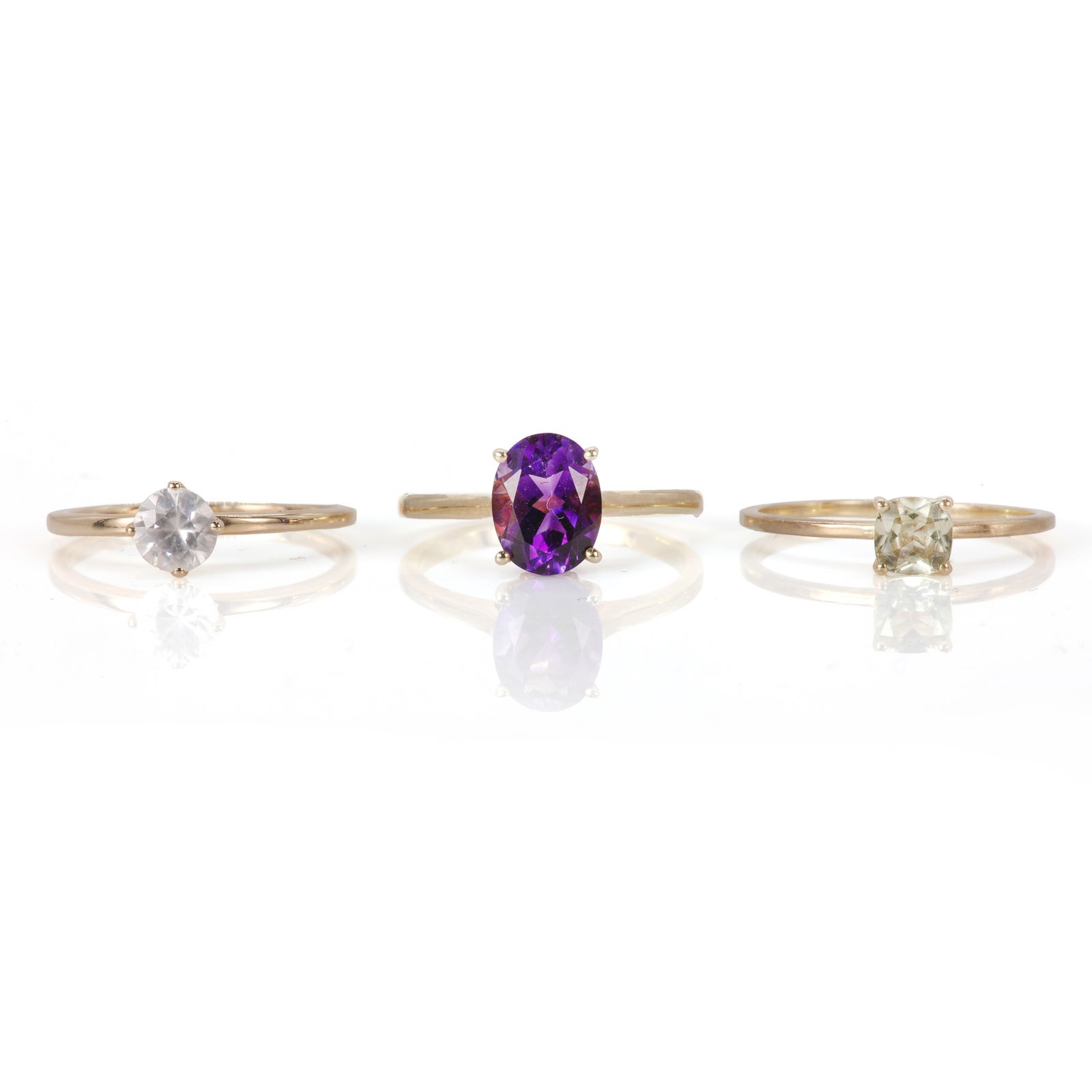 Three 9ct gold gem set rings, (1 of 1)