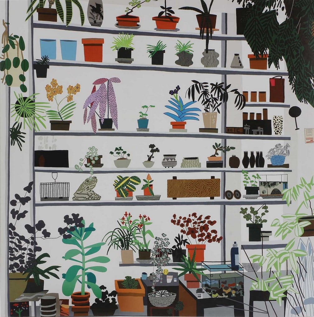Jonas Wood (American, b.1977): Jonas Wood (American, b.1977) 'Large Shelf Still Life', 2017 offset lithograph in colours, published for the Shio Kusaka/Jonas Wood exhibition, 30 September 2017 - 8 February 2018, at the Museum Voorl