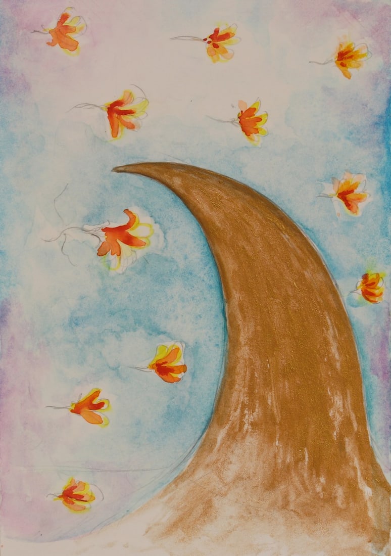 Jagannath Panda (Indian, b.1970): Jagannath Panda (Indian, b.1970) Untitled - RCA Secret postcard number 814, from the Royal College of Art Postgraduate Art & Design exhibition, signed and dated '2000' verso, watercolour over pencil w