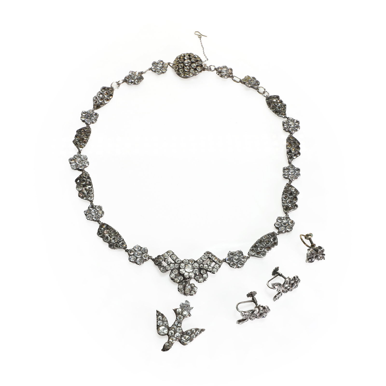 An antique paste necklace and earrings, 19th Century, (1 of 3)