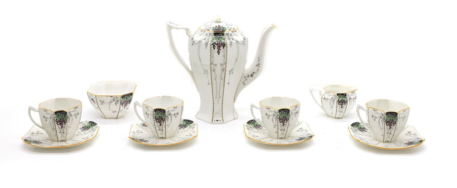 A Shelley 'Bunches of Grapes' porcelain tea service (1 of 4)