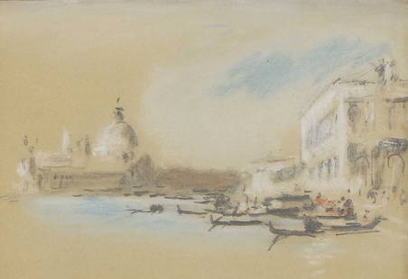 Hercules Brabazon Brabazon (1821-1906): Hercules Brabazon Brabazon (1821-1906) The Basilica of Santa Maria della Salute', Venice coloured pastel and pencil 15 x 22.5cm Hercules Brabazon Brabazon was celebrated for his exquisite watercolour