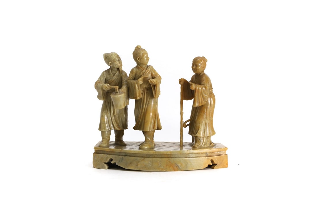A Chinese soapstone carving, (1 of 5)
