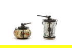 Two Chinese porcelain water opium pipes,