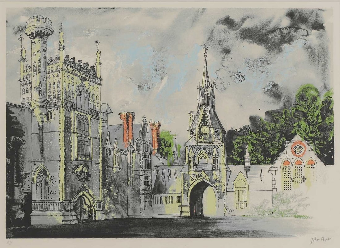 ▲ John Piper CH (1903-1992): ▲ John Piper CH (1903-1992) 'Shadwell Park' (Levinson 277) screenprint in colours, 1977, signed 'John Piper' in pencil l.r., inscribed 'A/P' image 51 x 69cm Provenance: With Goldmark Gallery, Ru