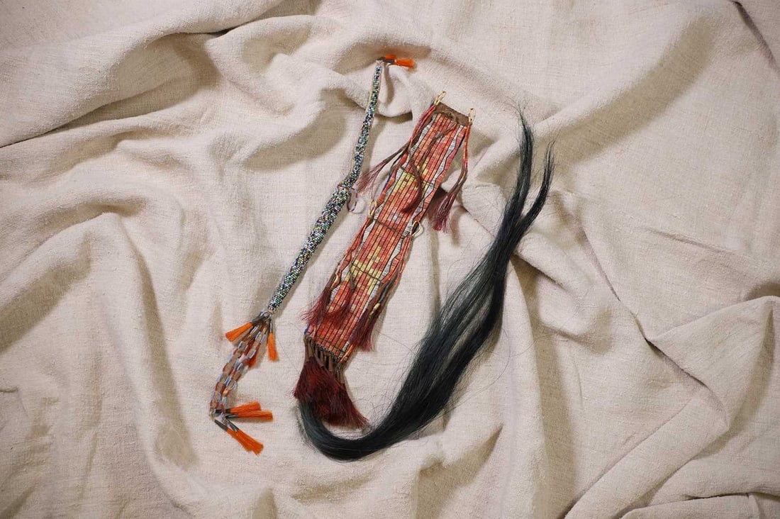 A Native American beaded awl case, (1 of 4)