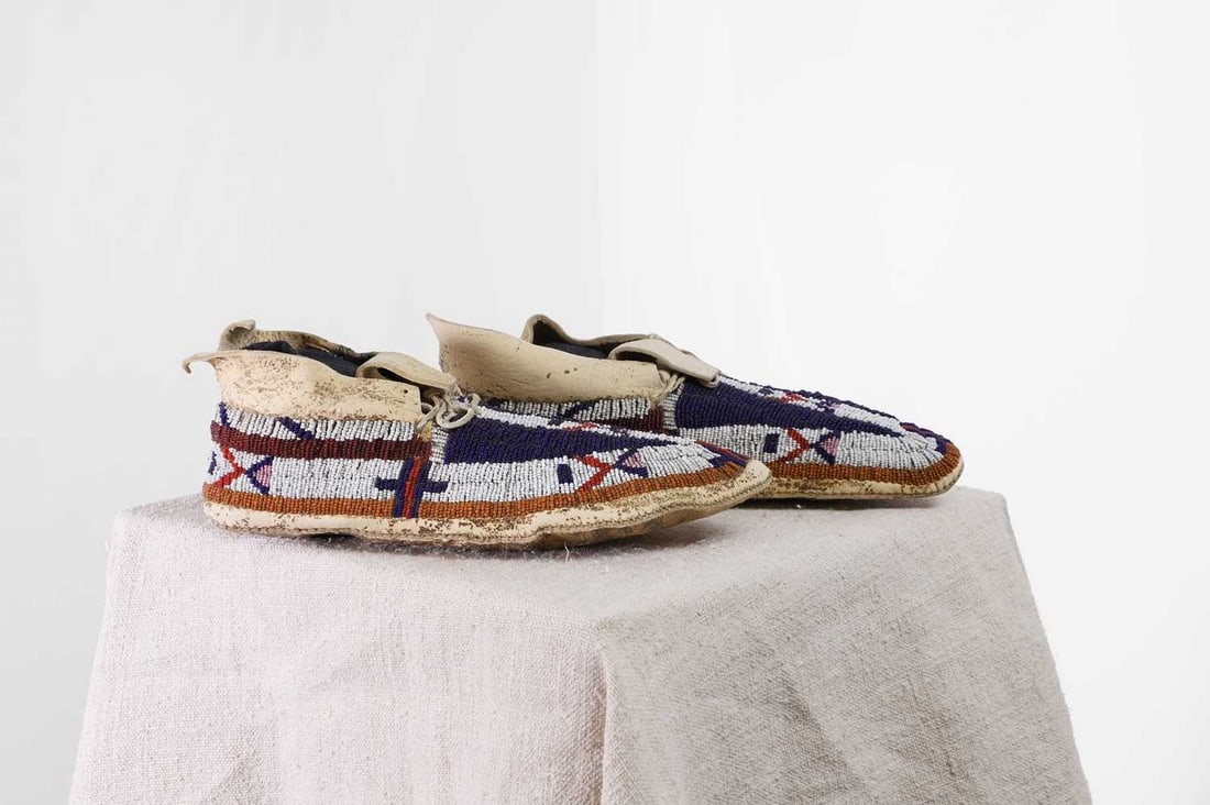A pair of Native American beaded moccasins, (1 of 5)