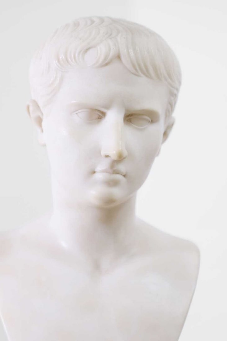 An alabaster bust of the Octavian Augustus, (1 of 10)