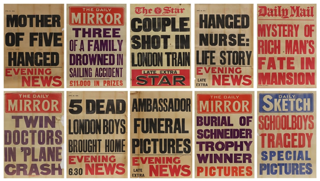 A collection of ten large news stand posters, (1 of 1)