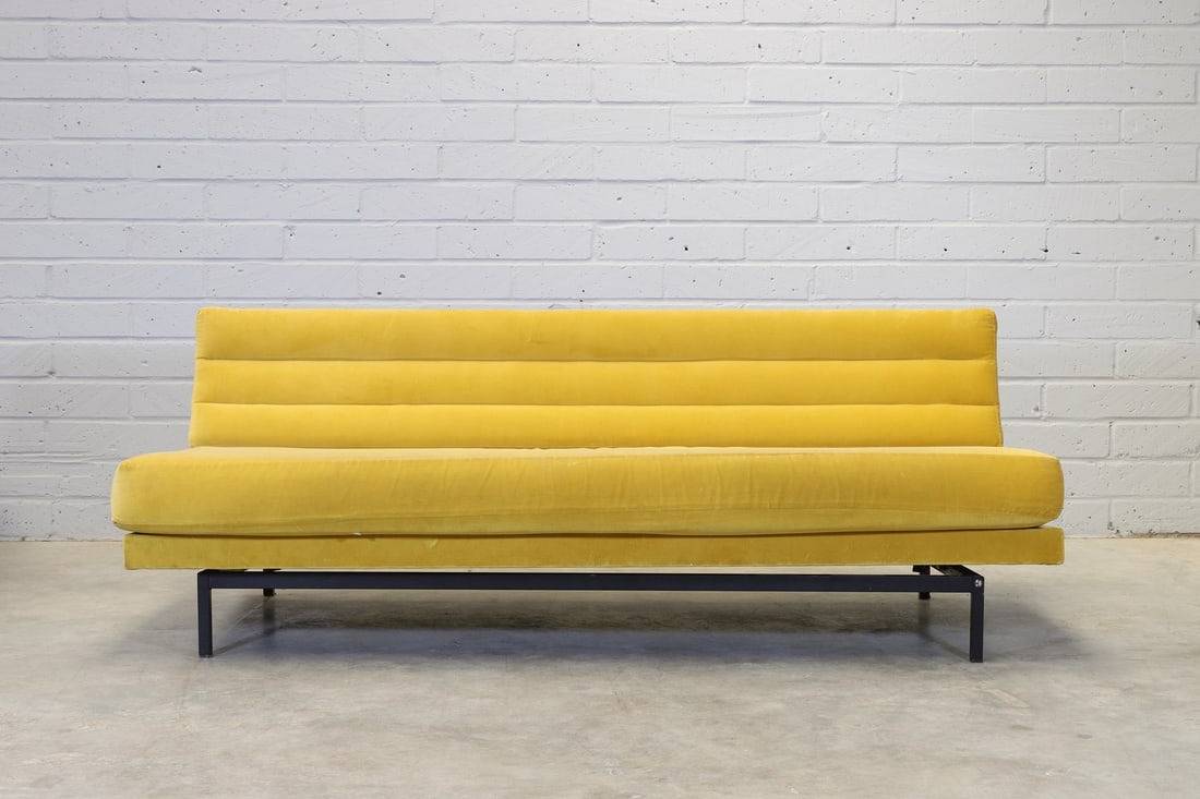 Richard Schultz (American, 1926-2021),: Richard Schultz (American, 1926-2021), a 'Model 703BC' daybed, 1950s, designed for Knoll International, upholstered throughout in yellow velvet, 193cm wide 79cm deep 72cm high