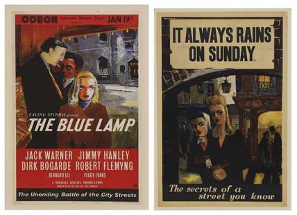 James Boswell (New Zealand-British, 1906-1971): James Boswell (New Zealand-British, 1906-1971) 'The Blue Lamp', 1950 'It Always Rains On Sunday', 1947 two Ealing Studios film posters in colour with artwork by James Boswell, printed in England by Gr