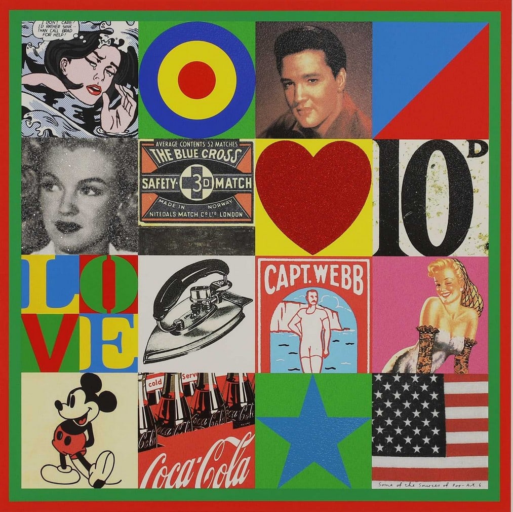 ▲ Sir Peter Blake RA (b.1932): ▲ Sir Peter Blake RA (b.1932) 'Some of the Sources of Pop Art VI' screenprint in colours with glitter and diamond dust, 2007, artist's proof, signed 'Peter Blake' in pencil l.r. and inscribed 'A