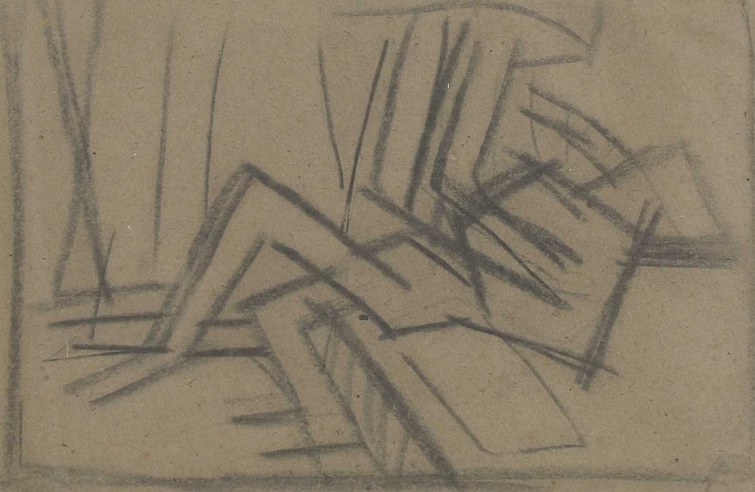▲ David Bomberg (1890-1957): ▲ David Bomberg (1890-1957) Russian Ballet study, 1919 black chalk 16 x 24cm Provenance: With Richard Salmon Gallery, London. Condition Report: Framed: 37.5 x 44cm There are undulations to the p