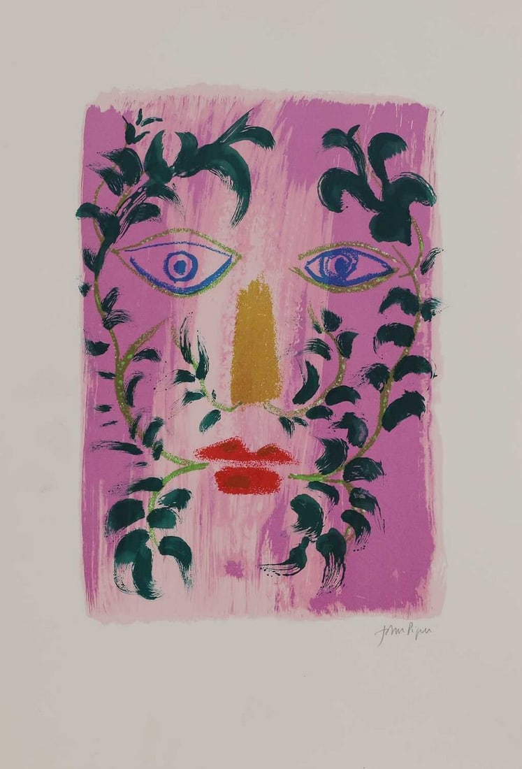 ▲ John Piper CH (1903-1992): ▲ John Piper CH (1903-1992) 'Foliate Head' (Levinson 256) lithograph in colours, 1976, signed 'John Piper' in pencil l.r., with Curwen Studio proof stamp verso sheet 54 x 37cm, unframed Provenan