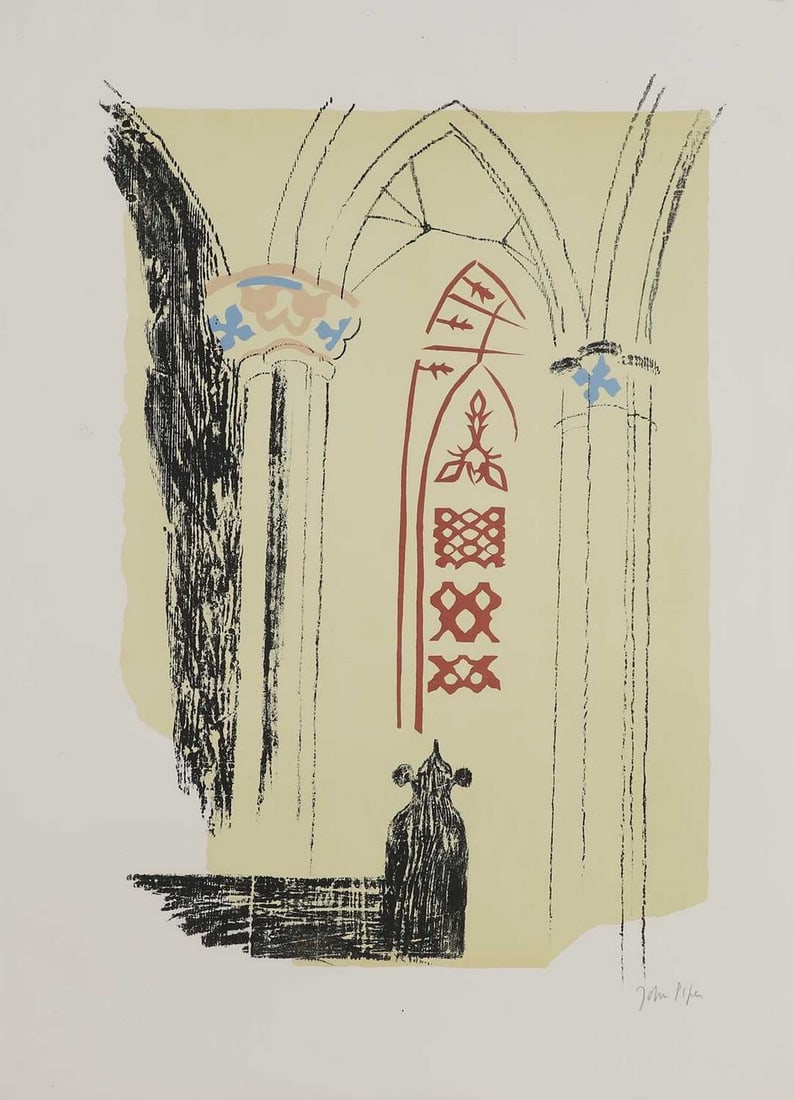▲ John Piper CH (1903-1992): ▲ John Piper CH (1903-1992) 'Llan-y-Blodwell, Shropshire' (Levinson 128) lithograph in colours, 1964, signed 'John Piper' in pencil l.r., with Archive of Stanley Jones blind stamp sheet 81 x 59c