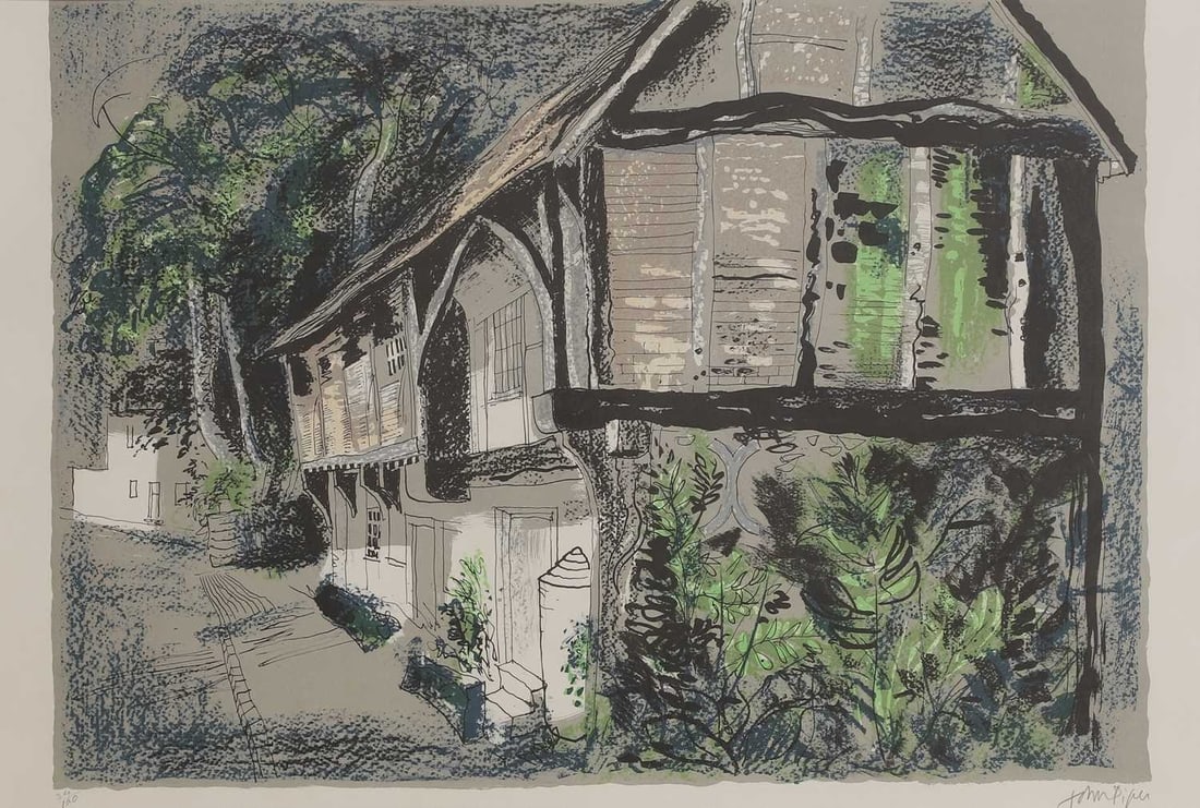 ▲ John Piper CH (1903-1992): ▲ John Piper CH (1903-1992) 'Courthouse, Long Crendon, Buckinghamshire' (Levinson 285) lithograph in colours, 1978, signed John Piper' in pencil l.r. and numbered '34/120' visible 41 x 57.5cm Co