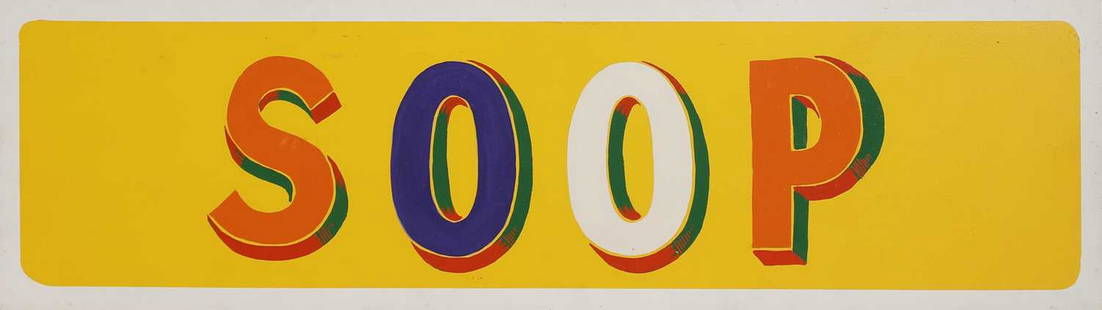 â–² Patrick Brill RA aka 'Bob and Roberta Smith' (b.1963): â–² Patrick Brill RA aka 'Bob and Roberta Smith' (b.1963) 'Soop' signed and dated 'Bob & Roberta Smith 99' verso, oil on board 33 x 123cm Illustrated: Bob and Roberta Smith, 'Make Your Own Damn Ar