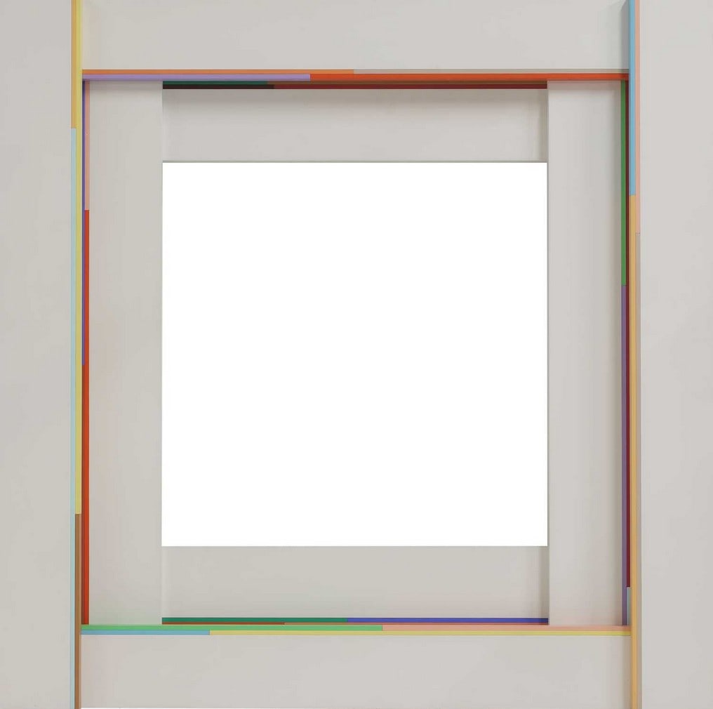 ▲ Marc Vaux (b.1932): ▲ Marc Vaux (b.1932) 'SQ 55 (4)' cellulose on aluminium and acrylic paint on wood 100 x 100cm Condition Report: A few extremely minor losses and scuffs to the edges. Appears to be in otherwise g