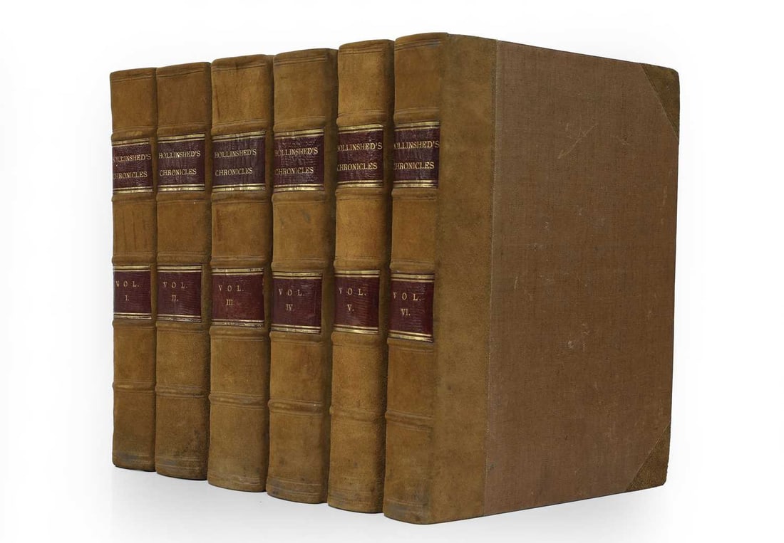 [Holinshed, Raphael]:: [Holinshed, Raphael]: The Holinshed Chronicles of England, Scotland and Ireland: in six volumes. Johnson, 1807-1808, Folio, Half leather. VG (6)