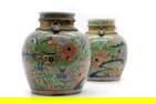 A pair of Chinese clobbered jars and covers,