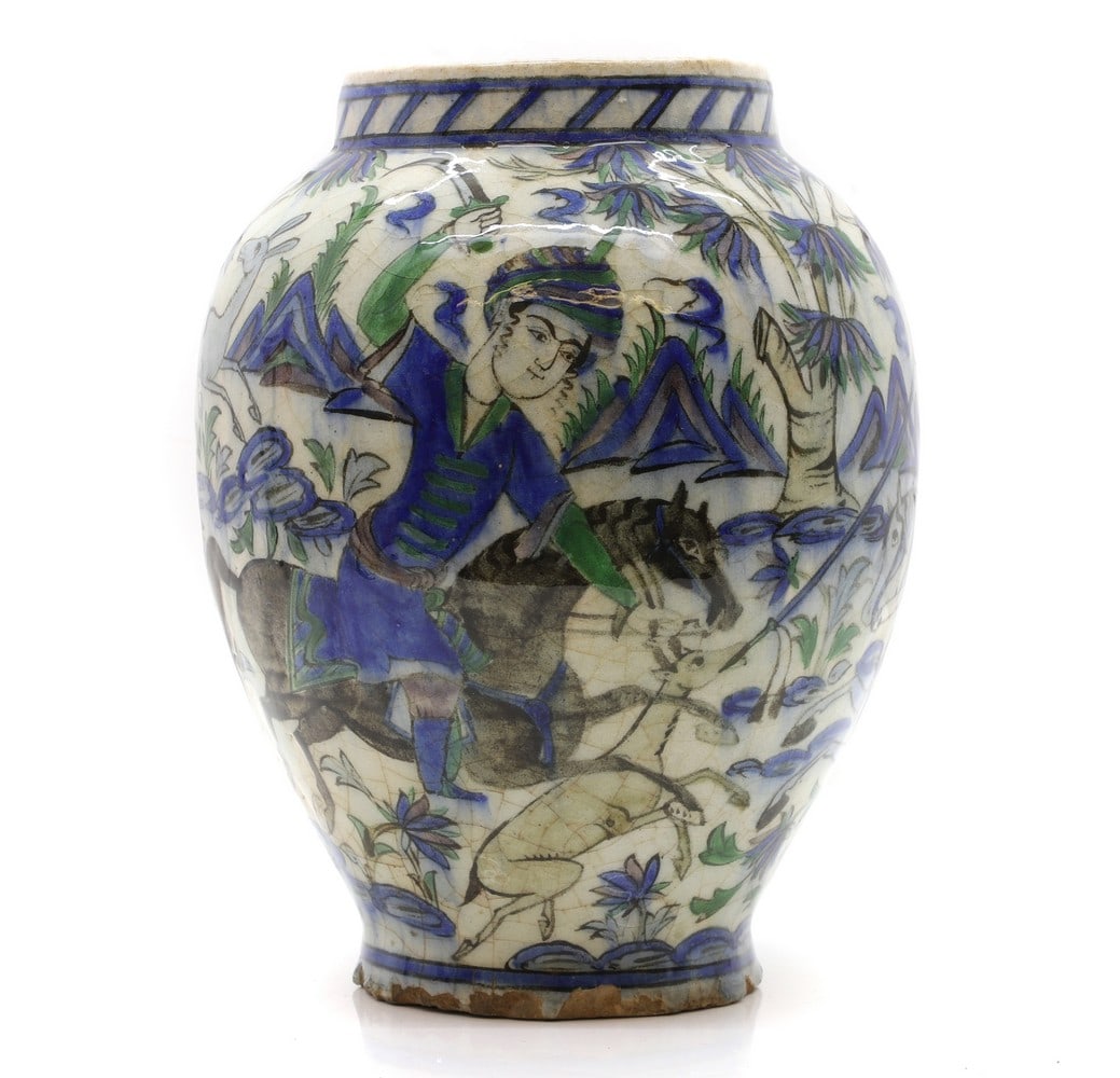 A Qajar pottery vase (1 of 3)
