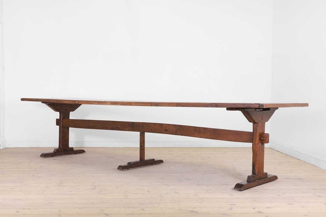A long oak refectory table in the 17th-century style, (1 of 8)