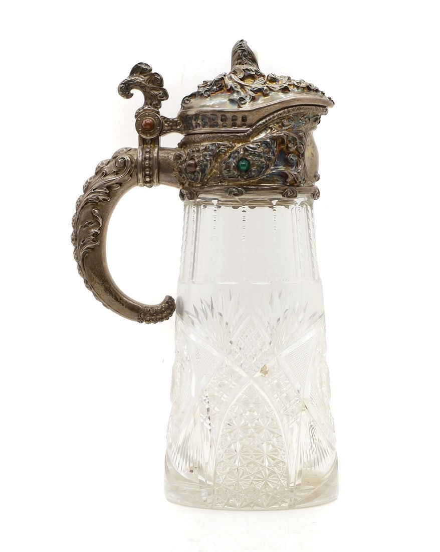 A large Continental cut glass and silver mounted lemonade jug (1 of 2)