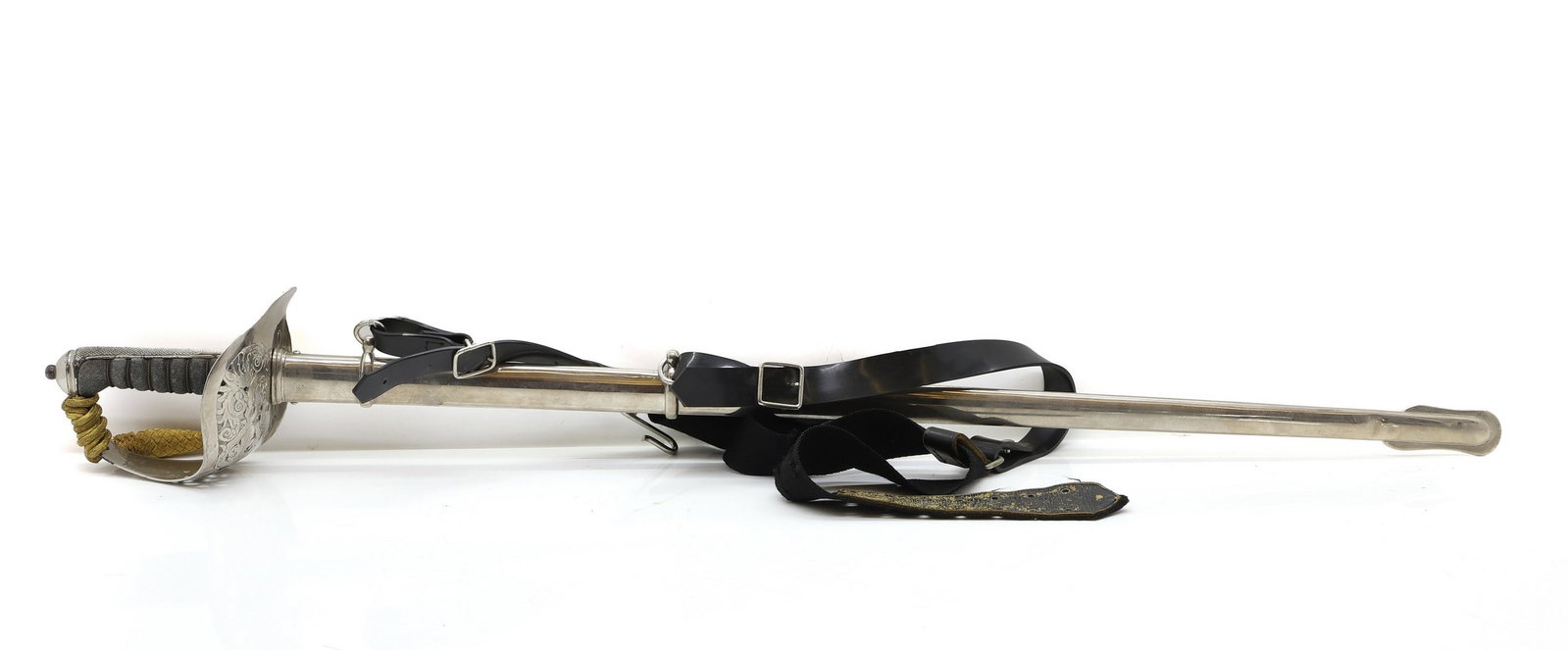 A George V officers sword,: A George V officers sword, by Henry Wilkinson, Pall Mall, in a metal scabbard Shipping Disclaimer: Buyers must be aware of their country’s shipping and import policies regarding guns, knives, sw