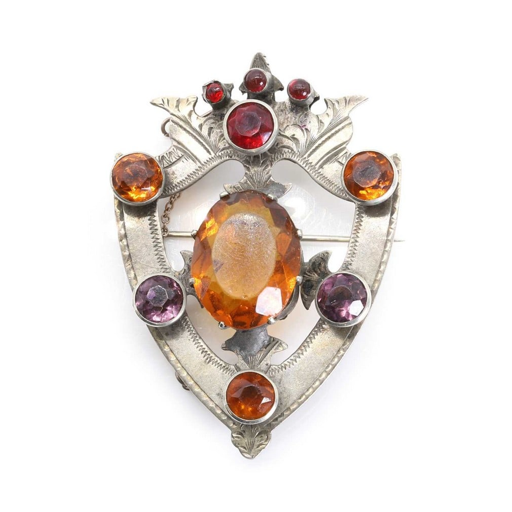 A Victorian shield form paste brooch, (1 of 2)