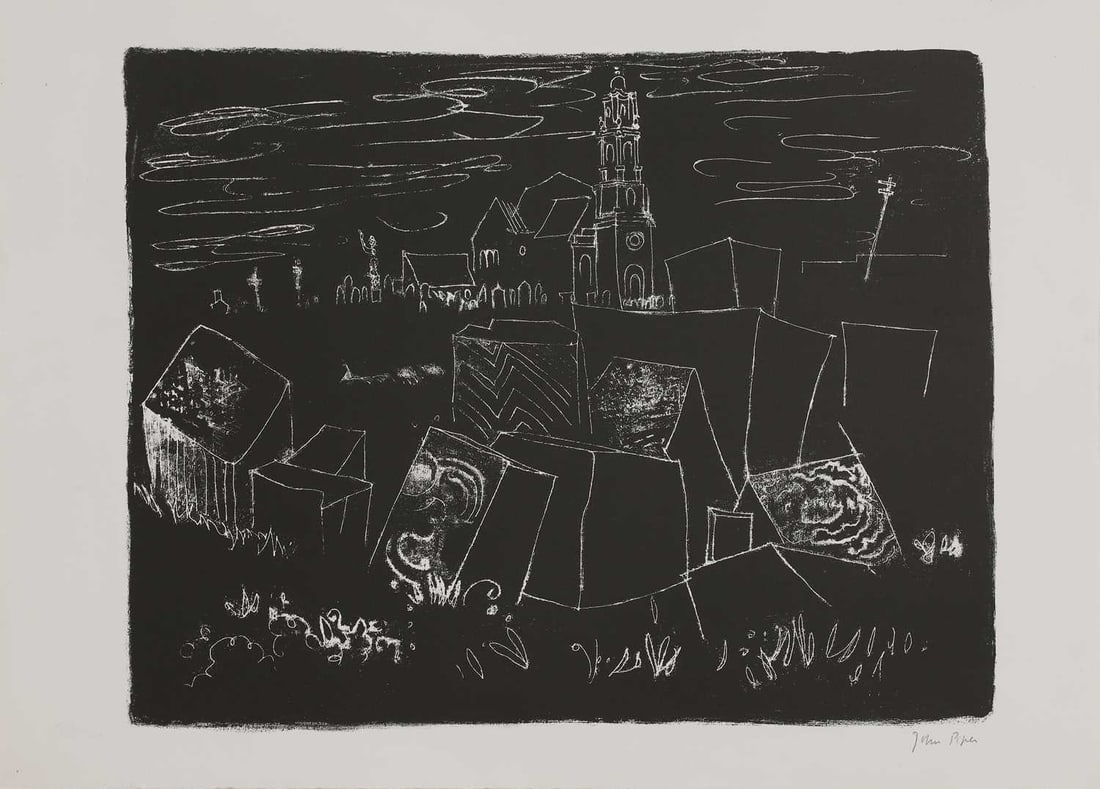 John Piper CH (1903-1992): John Piper CH (1903-1992) 'Easton, Portland, Dorset: St George Reforne, an 18th Century Church among the Quarries' (Levinson 137)lithograph, 1964, signed 'John Piper' in pencil l.r., with Archive of