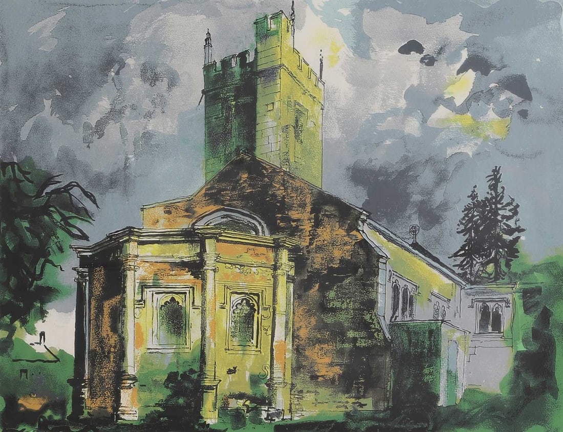 John Piper CH (1903-1992): John Piper CH (1903-1992) 'Sunningwell, Oxfordshire' (Levinson 377)screenprint in colours, 1985, signed 'John Piper' in pencil l.r., numbered '22/70', printed at Kelpra Studios, published by Marlboro