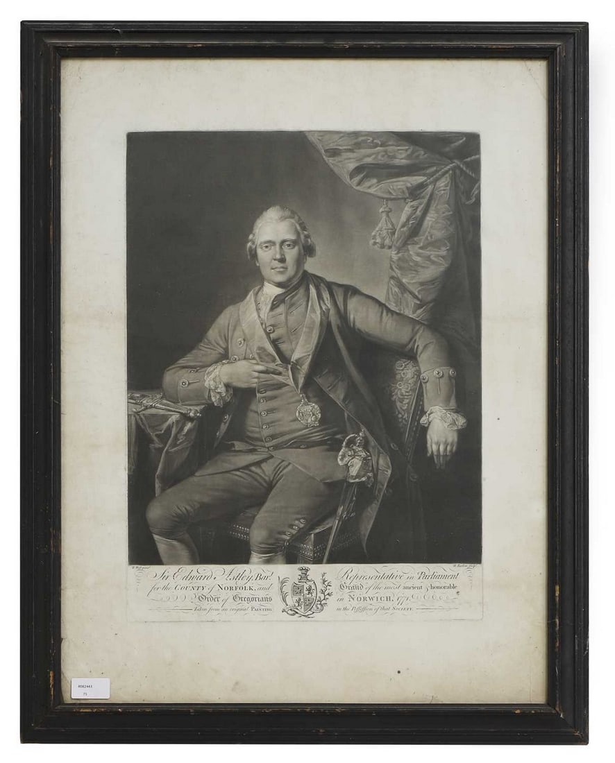 Richard Earlom (1743-1822), after Benjamin West: Richard Earlom (1743-1822), after Benjamin West 'Sir Edward Astley Bart. Representative in Parliament for the County of Norfolk, and Grand of the most ancient & honourable Order of Gregorians in Norwi