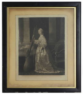 After Allan Ramsay: After Allan Ramsay Portrait of Lady Mary Campbell mezzotint print laid on card by Charles Corbutt 53 x 39cm, framed and glazed Condition Report: lacking margins