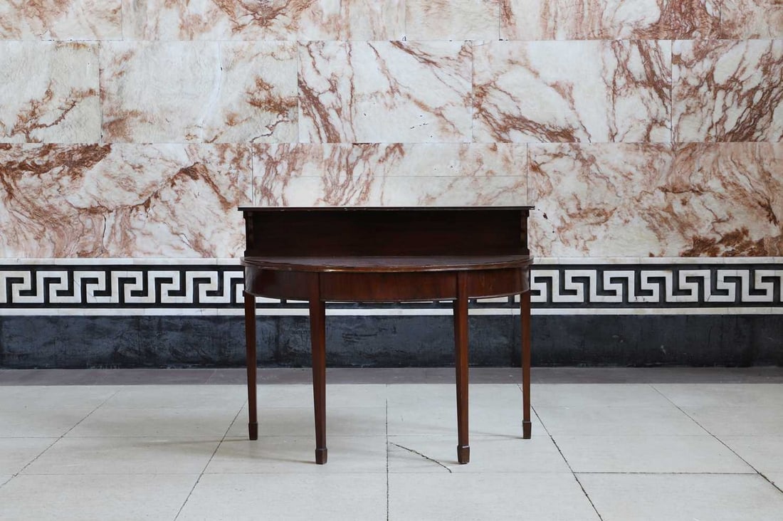 A mahogany demilune side table, (1 of 4)