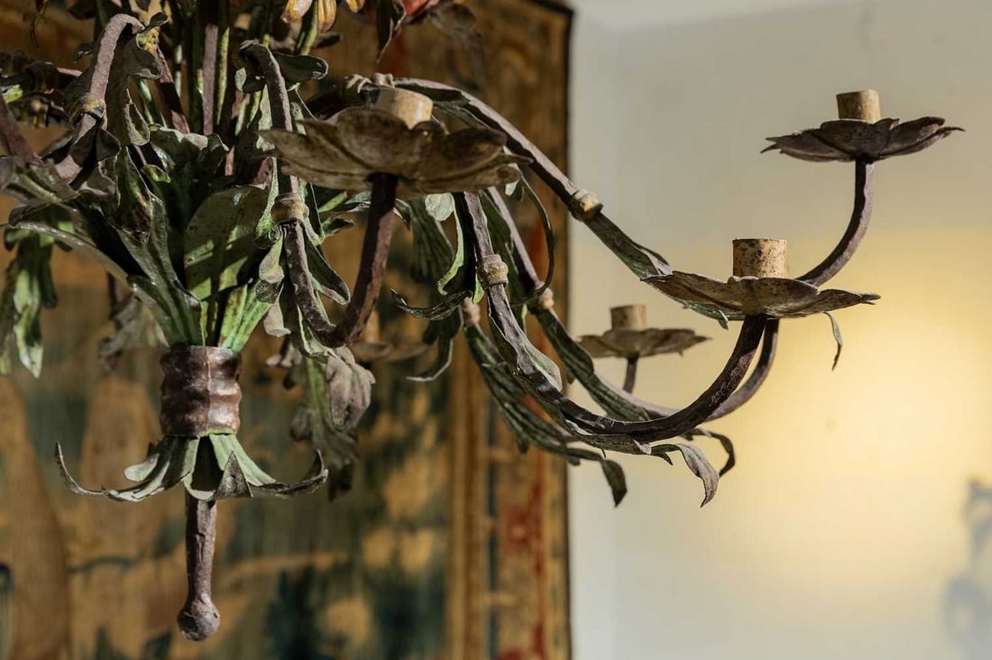 A toleware eighteen-light chandelier, (1 of 9)