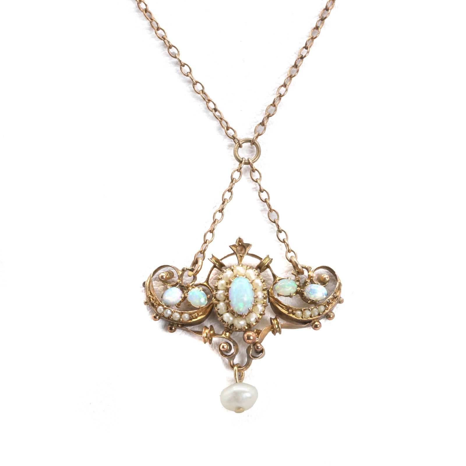 A late Victorian opal and split pearl necklace, (1 of 1)