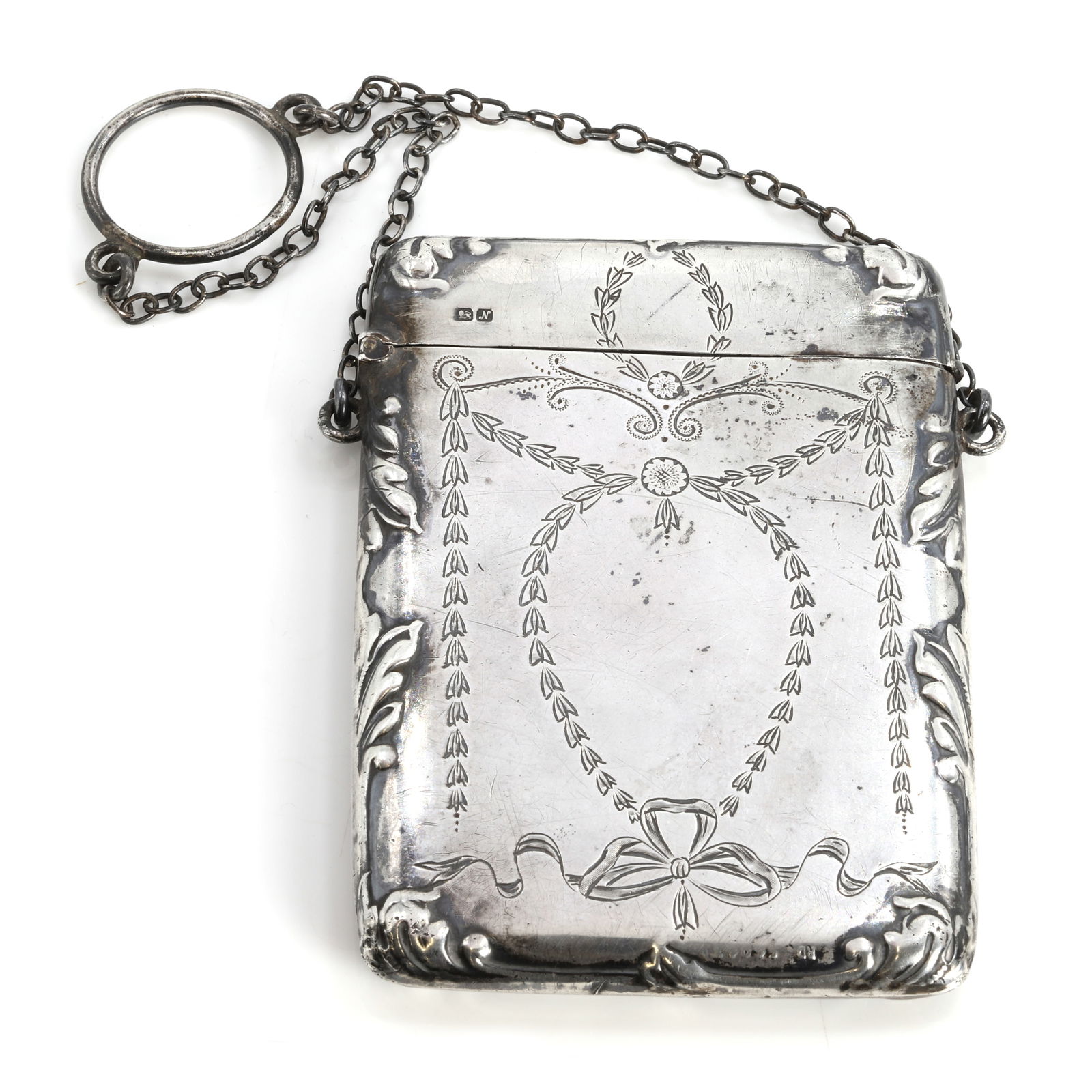 An Edwardian silver card case, (1 of 2)