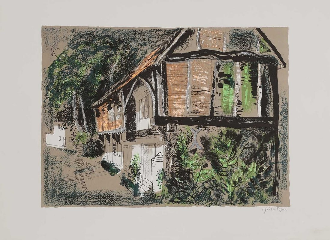 ▲ John Piper CH (1903-1992): ▲ John Piper CH (1903-1992) 'Courthouse, Long Crendon, Buckinghamshire' (Levinson 285) lithograph in colours, 1978, signed 'John Piper' in pencil l.r., with Stanley Jones Archive blind stamp and
