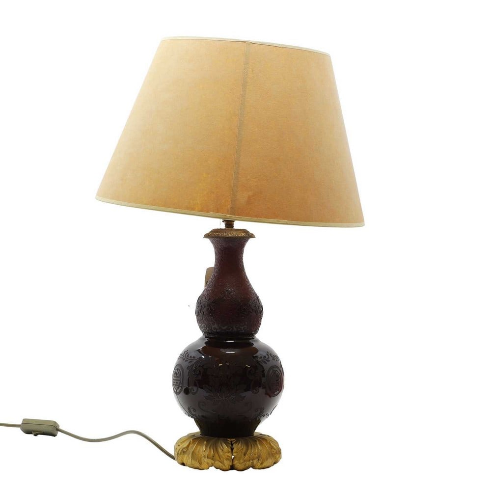 An Art Deco Steuben Plum Jade style glass lamp base, (1 of 2)