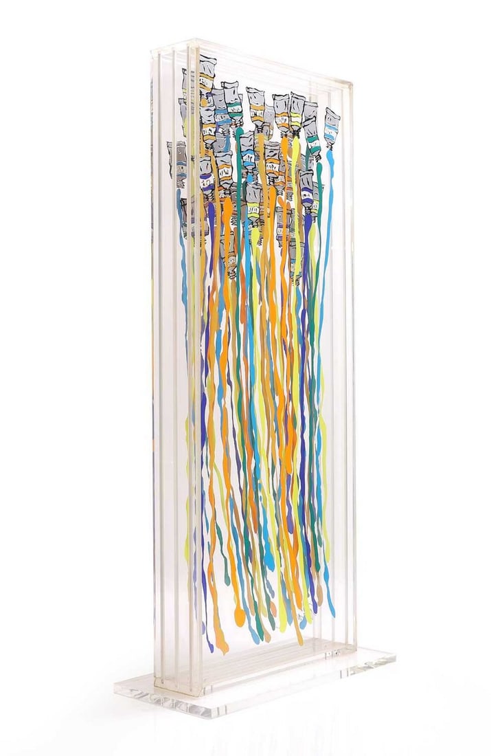 ▲ Fernandez Arman (French-American, 1928-2005): ▲ Fernandez Arman (French-American, 1928-2005) 'Harpe de Couleurs' (Harp of Colours), 1975 screenprint in colours on three sheets of Plexiglas, printed signature l.l., inscribed 'Artcurial' and