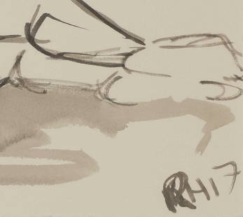 ▲ Rachel Howard (b.1969): ▲ Rachel Howard (b.1969) 'Lying Nude' signed with initials and dated '17' l.r., also signed, inscribed with title and dated '2017' verso, brush and ink 21 x 28cm, unframed Condition Report: Appe