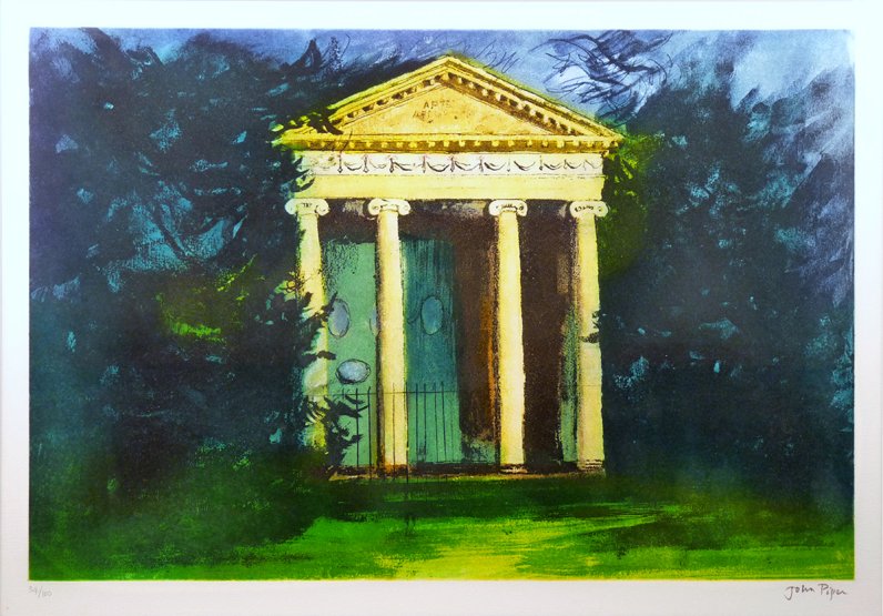 *John Piper CH (1903-1992), TEMPLE OF DIANA (Levin: *John Piper CH (1903-1992), TEMPLE OF DIANA (Levinson 408) Aquatint printed in colours, signed in pencil l.r and numbered 34/100 l.l. 44 x 64cm *Artist's Resale Right may apply to this lot.