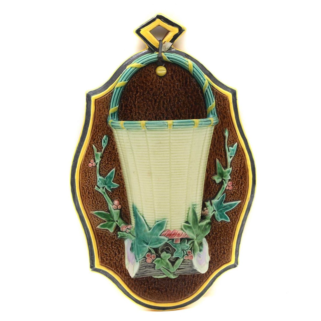 A Majolica pottery wall pocket (1 of 2)
