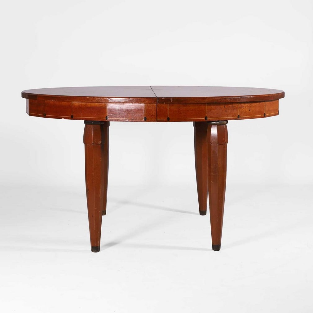 Adolphe Chanaux (French, 1887-1965) and Gilbert Pelletier (20th century),: Adolphe Chanaux (French, 1887-1965) and Gilbert Pelletier (20th century), an Art Deco dining table, c.1930, fully extended 191cm long 120cm wide 139cm deep 76cm high