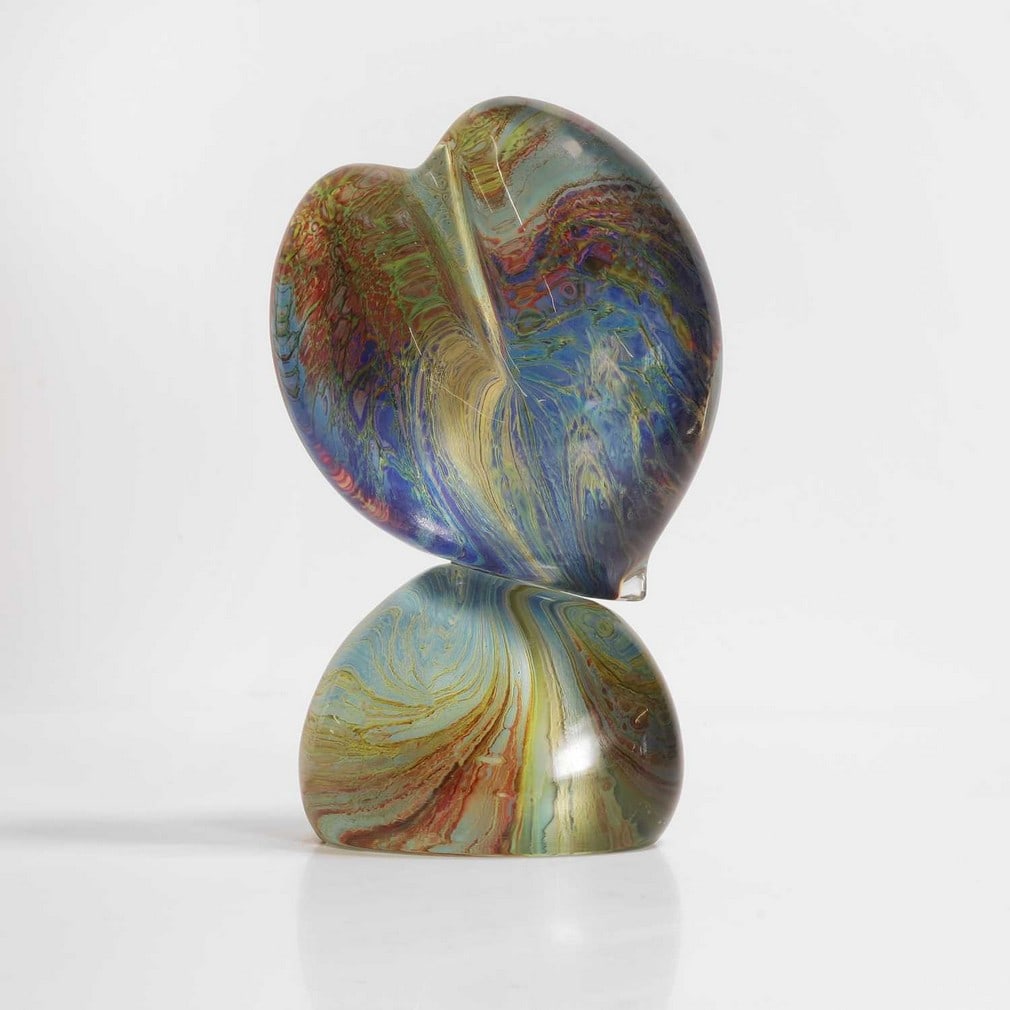 ▲ Amedeo Rossetto (Italian, b.1951),: ▲ Amedeo Rossetto (Italian, b.1951), a Murano chalcedony glass sculpture, dated 2018, complete with paperwork, engraved signature, 24.7cm high Condition Report: Good order with no chips or crack
